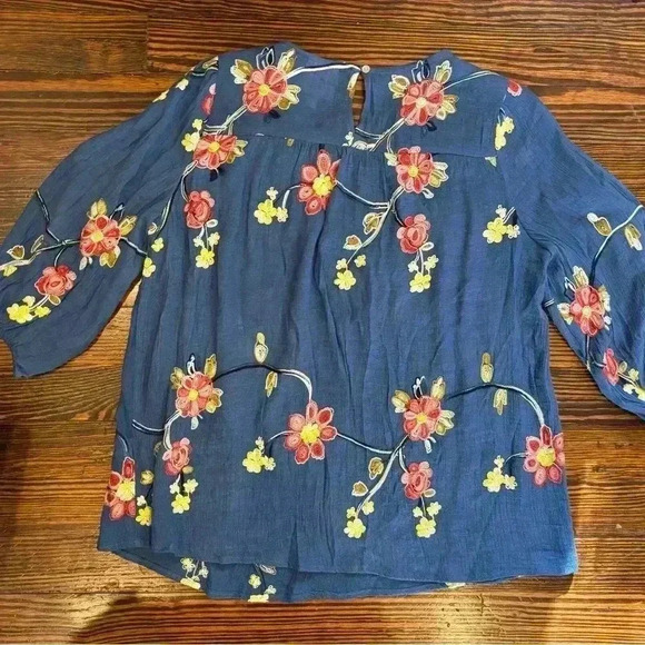 Anthropologie Fig And Flower Embroidered Women’s Floral Shirt Sz Small - Picture 2 of 5